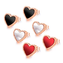 

Elegant Girl Red Heart Stud Earrings Chic Women Romantic Jewelry Casual Stainless Steel Lady Earrings Gifts