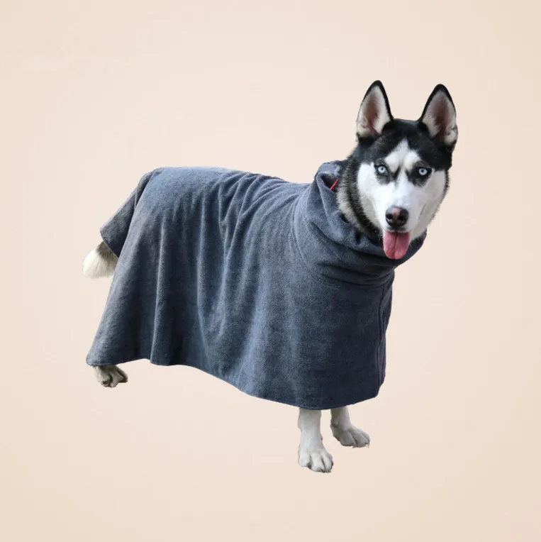 S Microfibre Dog Bathrobe Adjustable Cat Fast Dry Bathing Quick Drying Pajamas Toweling Super Absorbent Pet Robe Blue 