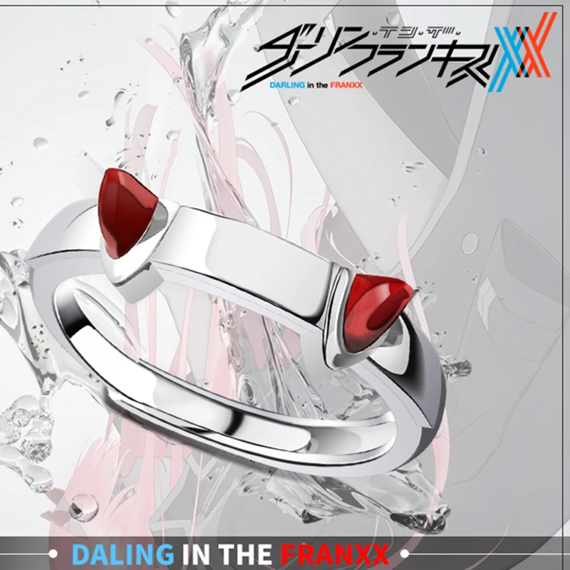 

DARLING in the FRANXX Ring Cute 02 Ring Costume Zero Two Couple Adjustable Rings 925 Silver Jewelry for Girl Boy Women Men Gift