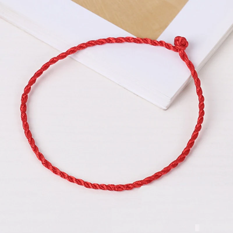 Qevila 2019 Hot Sale 2PCS Fashion Red Thread String Bracelet Lucky Red Handmade Rope Bracelet for Women Men Jewelry Lover Couple (4)