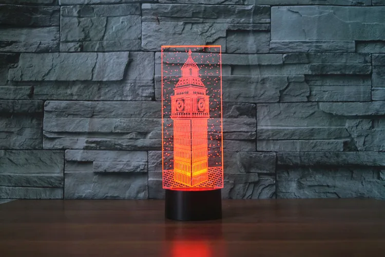 3D led Big Ben визуальный Ночной светильник, красочная вывеска Лондонское здание елизабельная башня, настольная лампа, декор для спальни, светильник ing