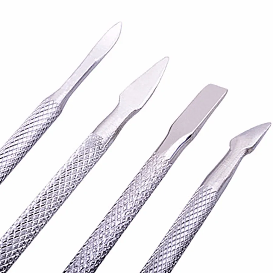 4 Design 1 Piece Silver Nail Art Cuticle Pusher Remove Clean Dead Skin for Women Pedicure Manicure Tool Nail Care Cuticle Pusher (1)