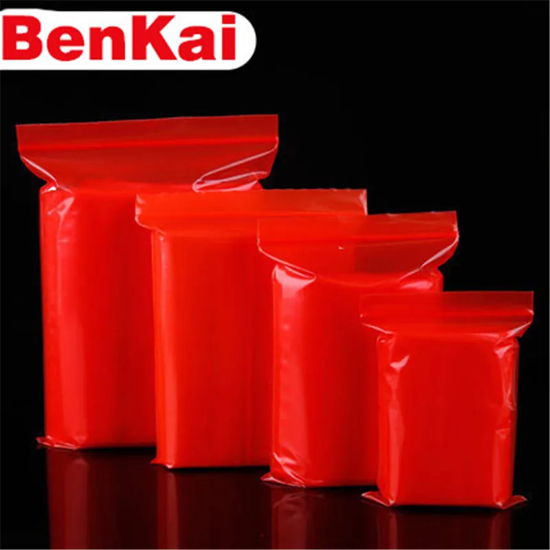 12Wires Thickened PE Ziplock Bag 100pcs/Lot Red Color Zipper Bags Self