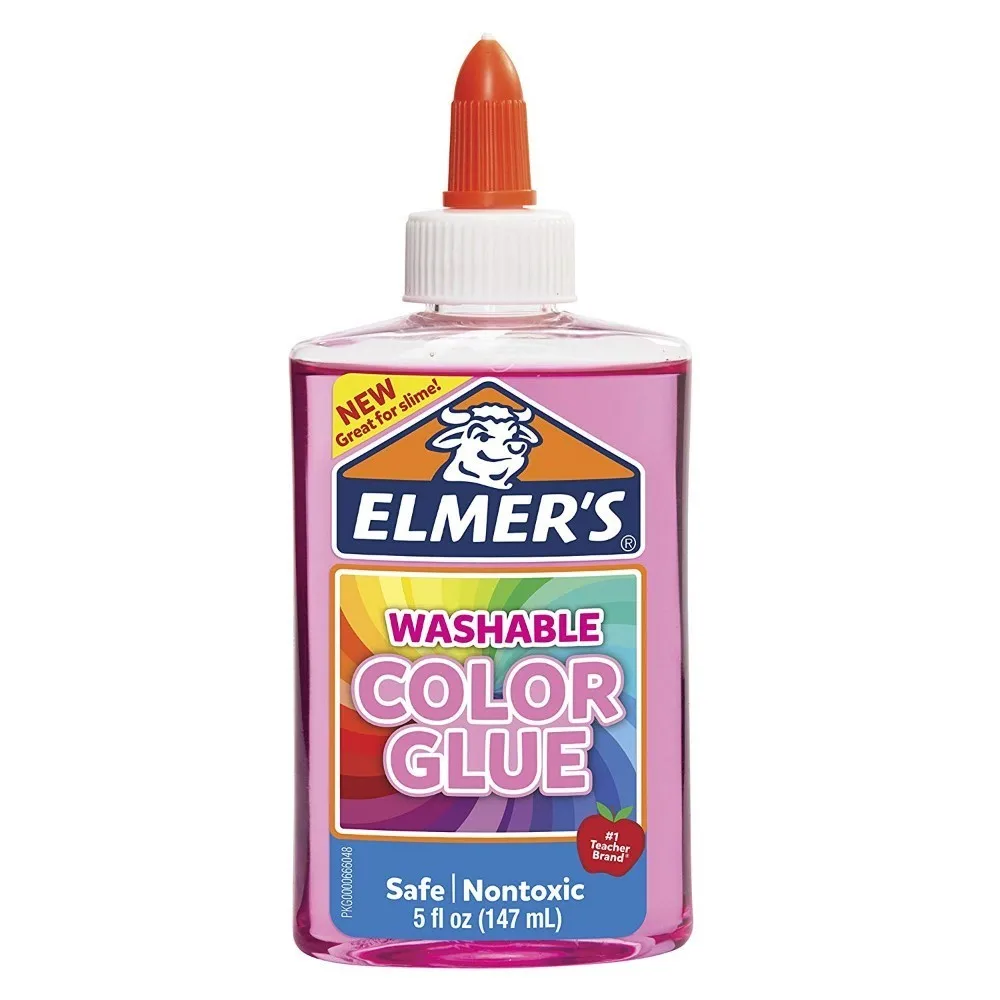 147 мл Elmers Elmer's моющийся прозрачный цветной клей фиолетовый школьный клей 5 унций отлично подходит для изготовления мелков слизи - Цвет: Розовый