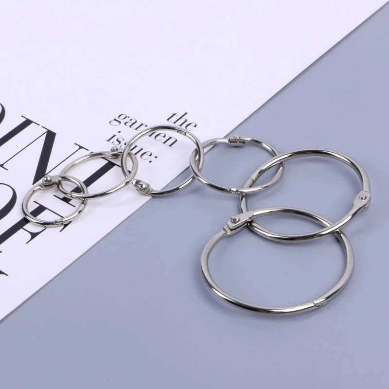 10Pcs/1 Set High Quality Nicked Plated Metal Loose Leaf Book Binder Hoop Ring Multifunctional Keychain Circle DIY Album