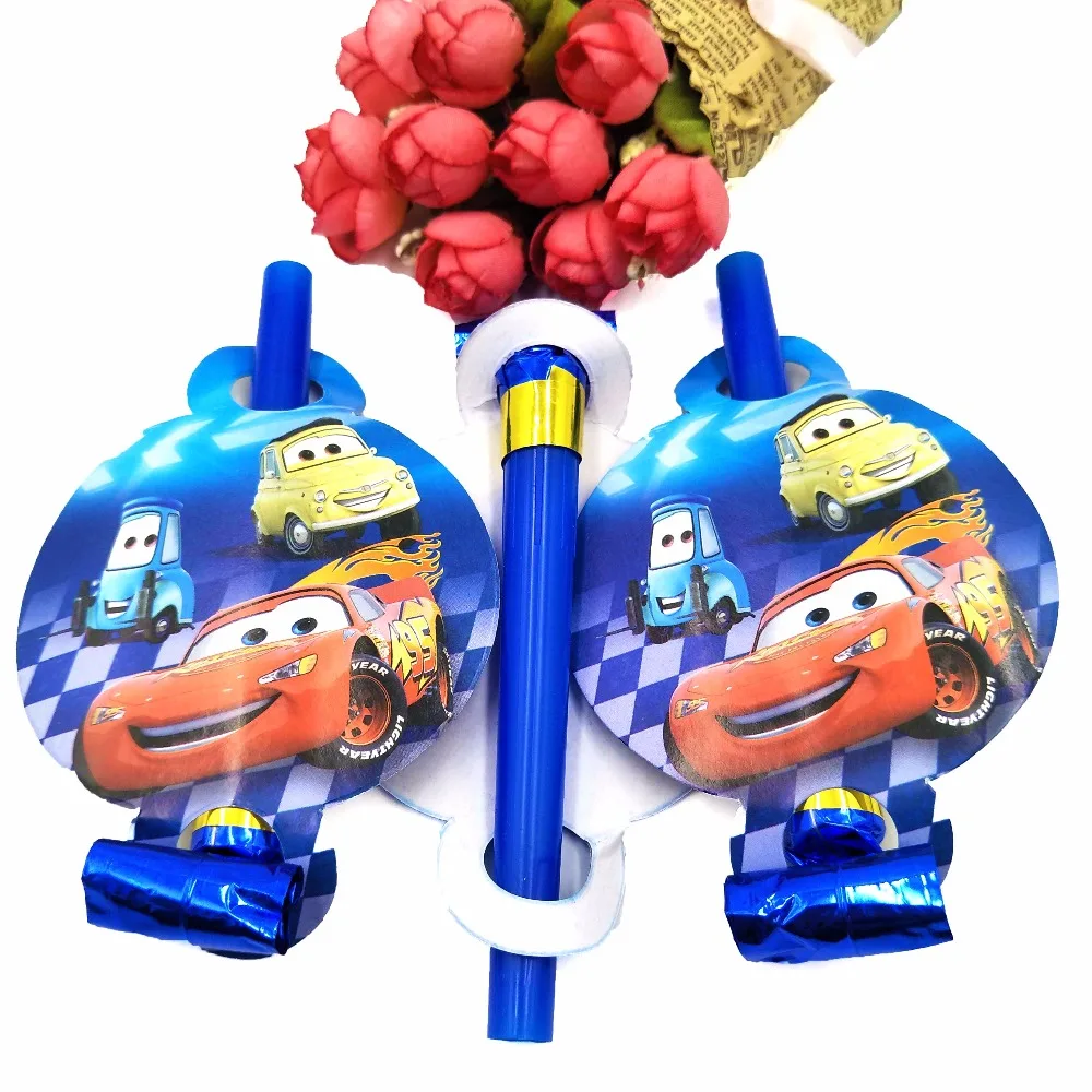 Lightning Mcqueen тема разлив нефти вечерние писчая бумага вечерние рог для дня рождения украшения принадлежности для тематической вечеринки 6 шт./компл