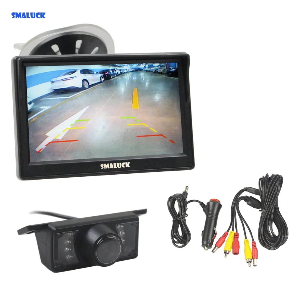 

SMALUCK Wired 5inch Rear View Monitor Car Monitor IR Night Vision Reversing Car Camera Parking Accessories