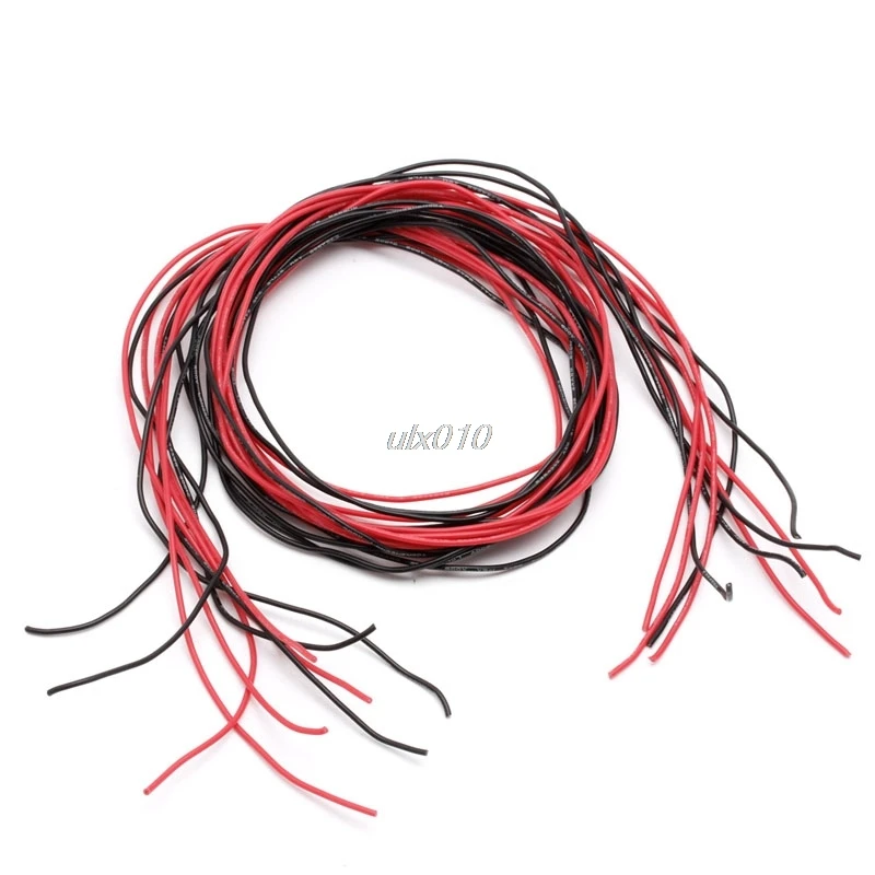 Гибкий медный кабель провод 10AWG 12AWG 14AWG 16AWG 22AWG 24AWG 26AWG 5 м Калибр многожильный силиконовый кабель провод для RC черный+ красный