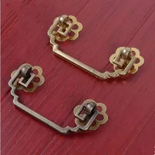 64mm Rustico retro brass furniture handle yellow brass drop rings drawer cabinet pull knob bronze dresser kitchen cabinet handle