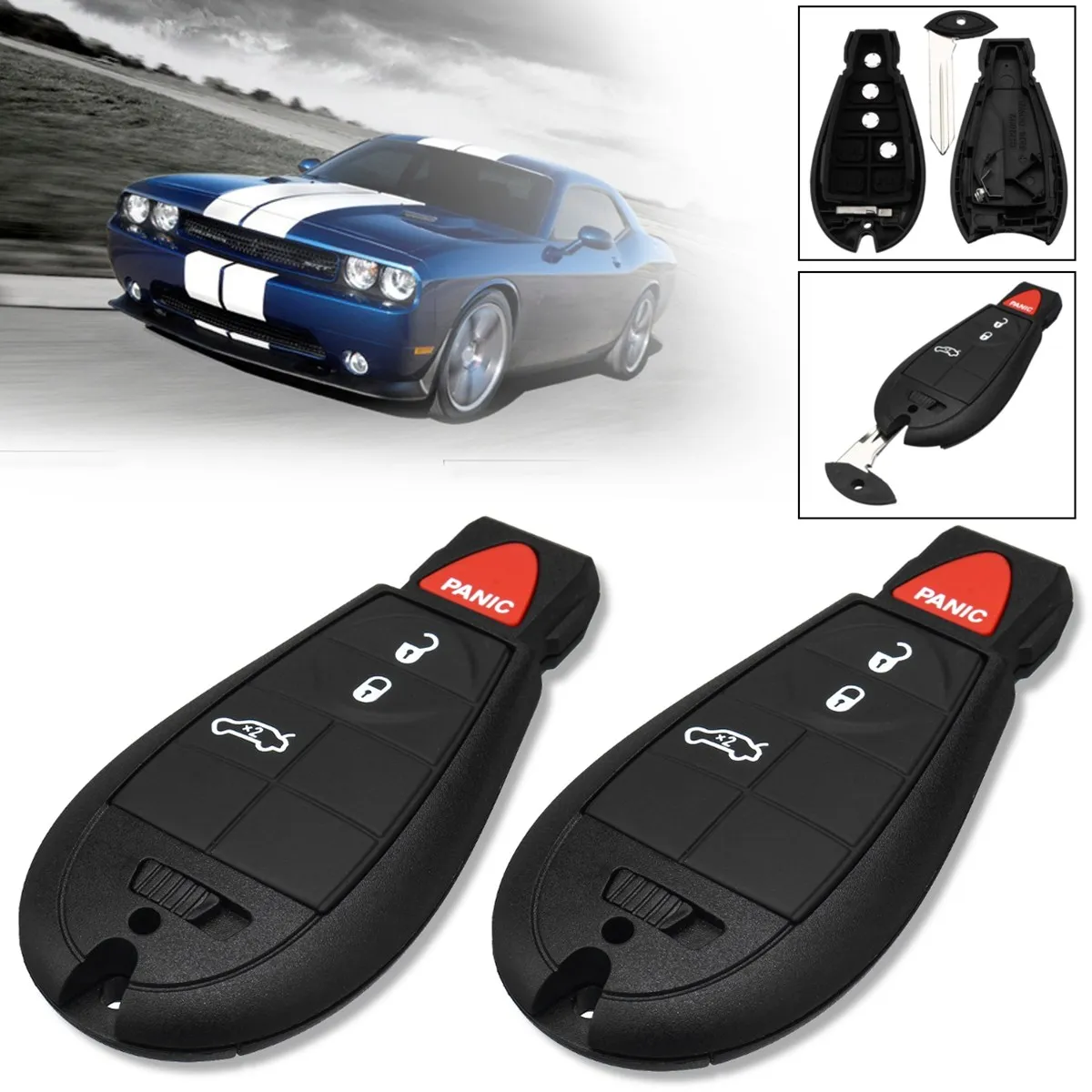 

2Pcs 4+3 Buttons Car Remote Key Fob Case Shell For Dodge/Jeep/Chrysler/Magnum Challenger Ram 2008 2009 2010 2011 2012 2013 2014