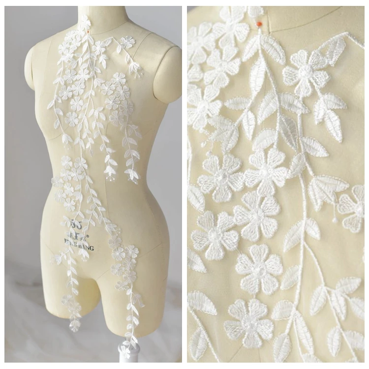 Super-large branches and leaves embroidery lace patch Applique for Wedding Dress decoration handmade DIY material | Хобби и рукоделие