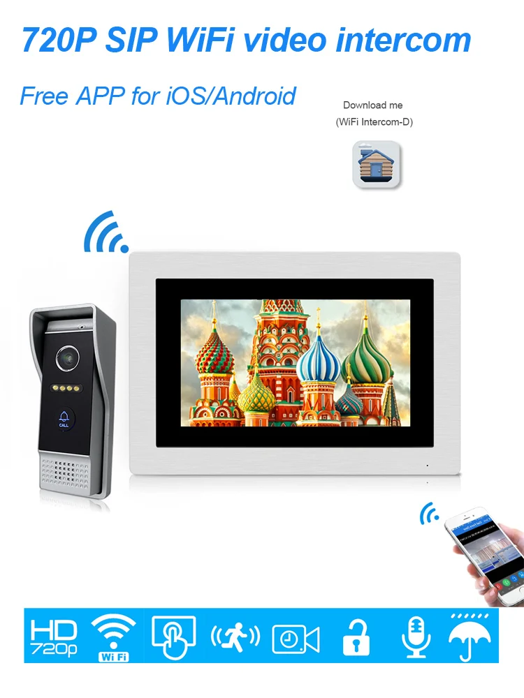 HomeEye 7 ''720 P WiFi IP видео домофон домашняя система контроля доступа Android IOS Телефон дистанционного разблокирования сенсорный экран