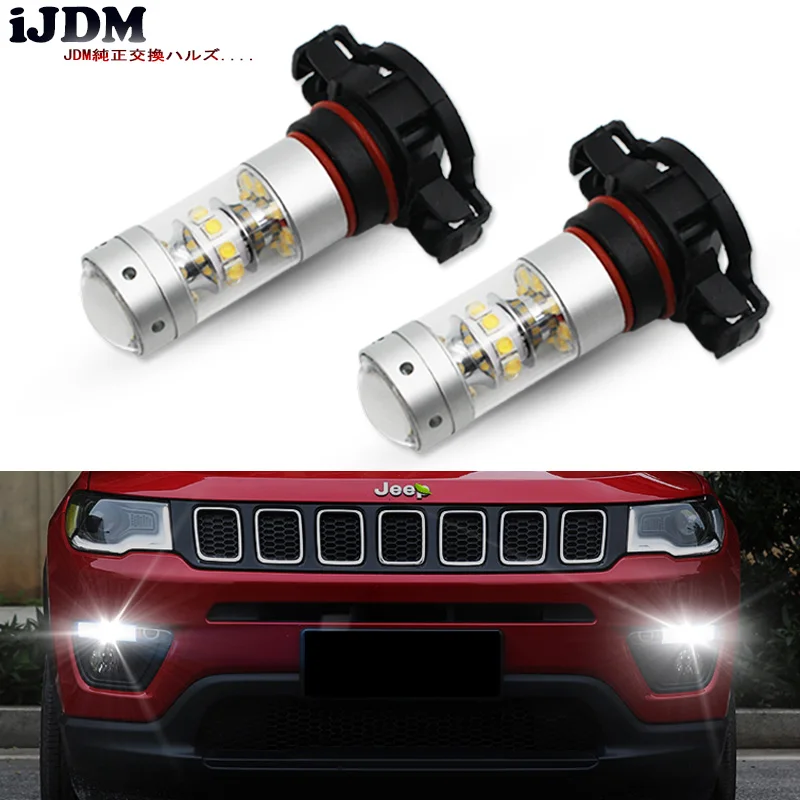 iJDM Auto PSX24W LED 28SMD 5200S 5202 LED 12V White Red yellow Replacement Bulbs For-up Jeep Compass Daytime Running Lights