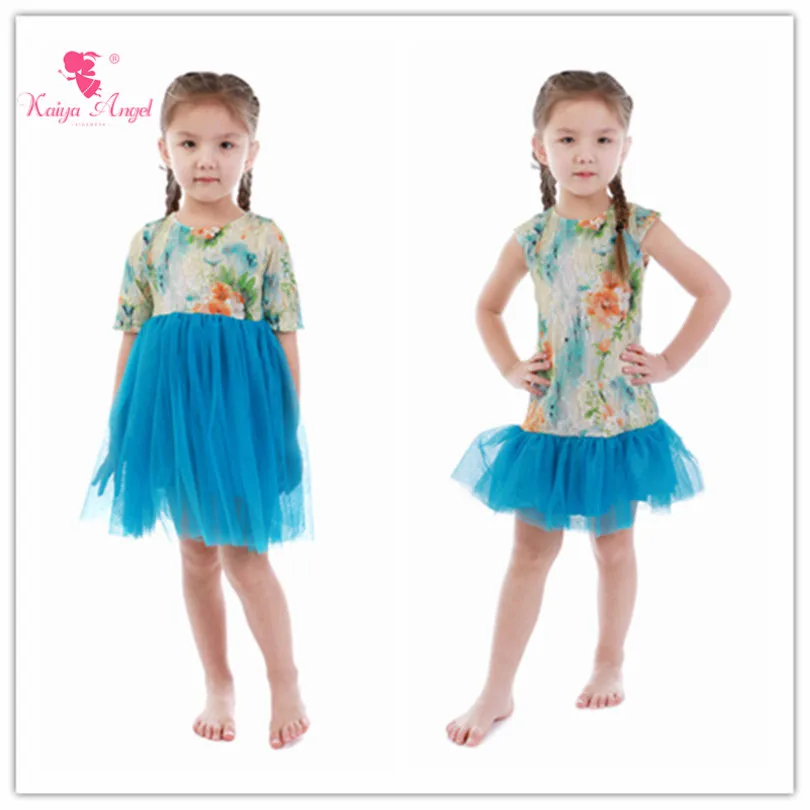 Kaiya Angel Fashion Baby Kids цветные кружевные голубые сетчатые платья для девочек дня