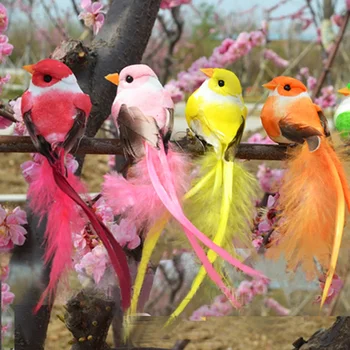 

12Pcs Cute Artificial Bird Foam Feather Colorful Mini Tit Craft Birds DIY Artificial Sparrow Emulation Decoration Bird Model