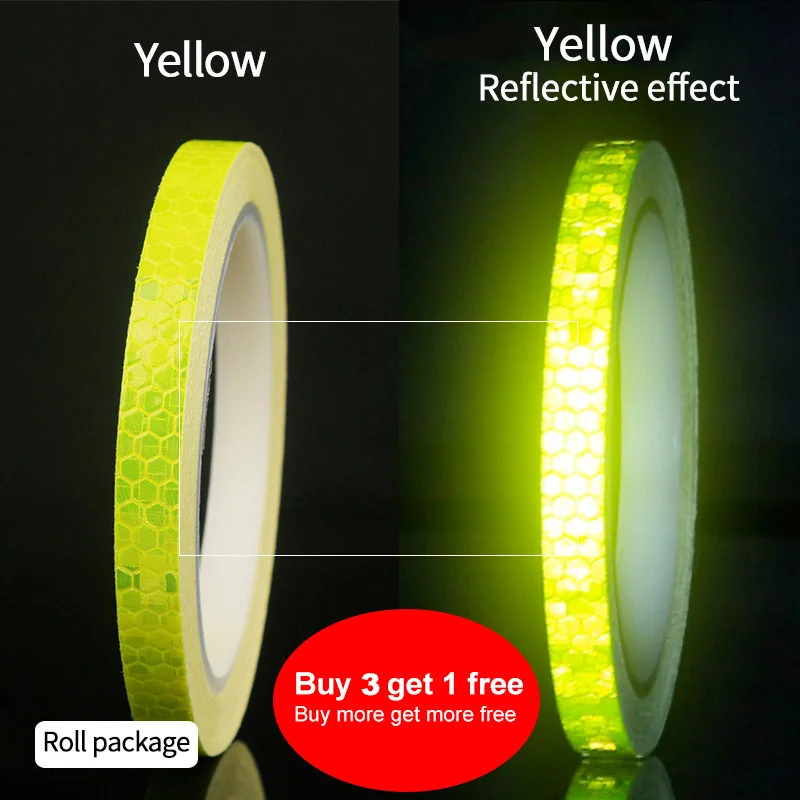 Cycling Accessories Bicycle Reflective Stickers 1CM*800CM MTB Bike Motorcycle Fluorescent Decal Tape Safety Warning CoolChange - Цвет: Цвет: желтый