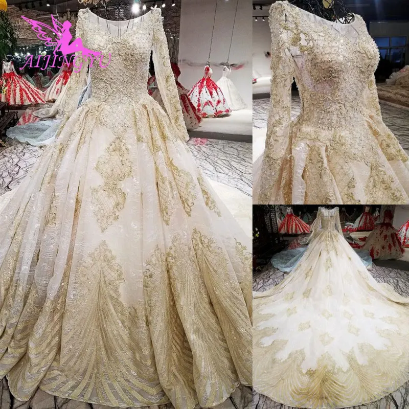 

AIJINGYU Pearl Wedding Dress Online Shop China Gown Plain With Butterfly Muslim 2019 Married Plus Size 2018 Marriage Wear Gowns