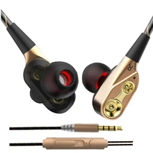 Qijiagu 10 шт. Dual drive In Ear наушники Hifi супер бас сабвуфер стерео с микрофоном спортивные