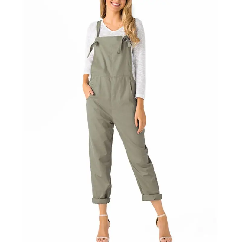 Для женщин Элегантный низ Корректирующие боди для Playsuits сезон: весна-лето повседневные штаны мотобрюки без рукаво - Цвет: Khaki