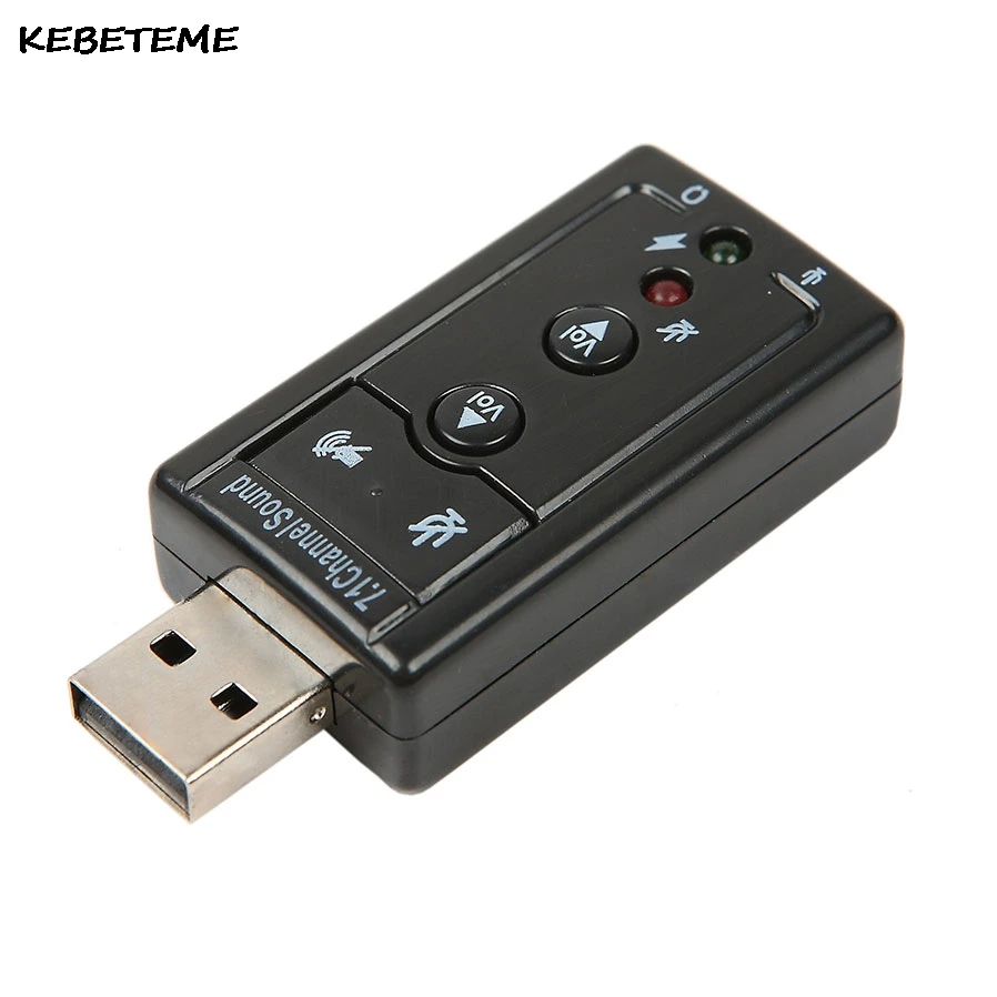 

KEBETEME USB Sound Card 7.1 Channel 3D Audio Mic Adapter 3.5mm Jack Stereo Headset For Win XP / 7 8 Android Linux for Mac OS
