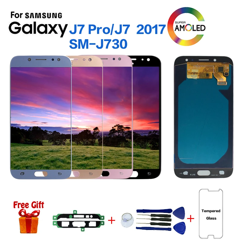 Цена Для samsung Galaxy J7 Pro J730 SM J730F дисплей ЖК экран для samsung J7 2017 SM J730GM J730G J730FM ЖК дисплей экран модуль