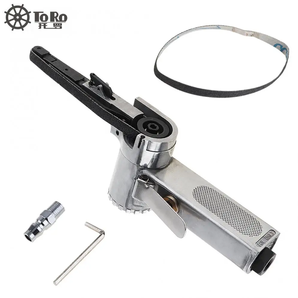 10mm Pneumatic Air Belt Sander (10x330mm) Drawing Machine Polishing Grinding Die-casting Aluminum Tools with 2pcs Sanding Belts