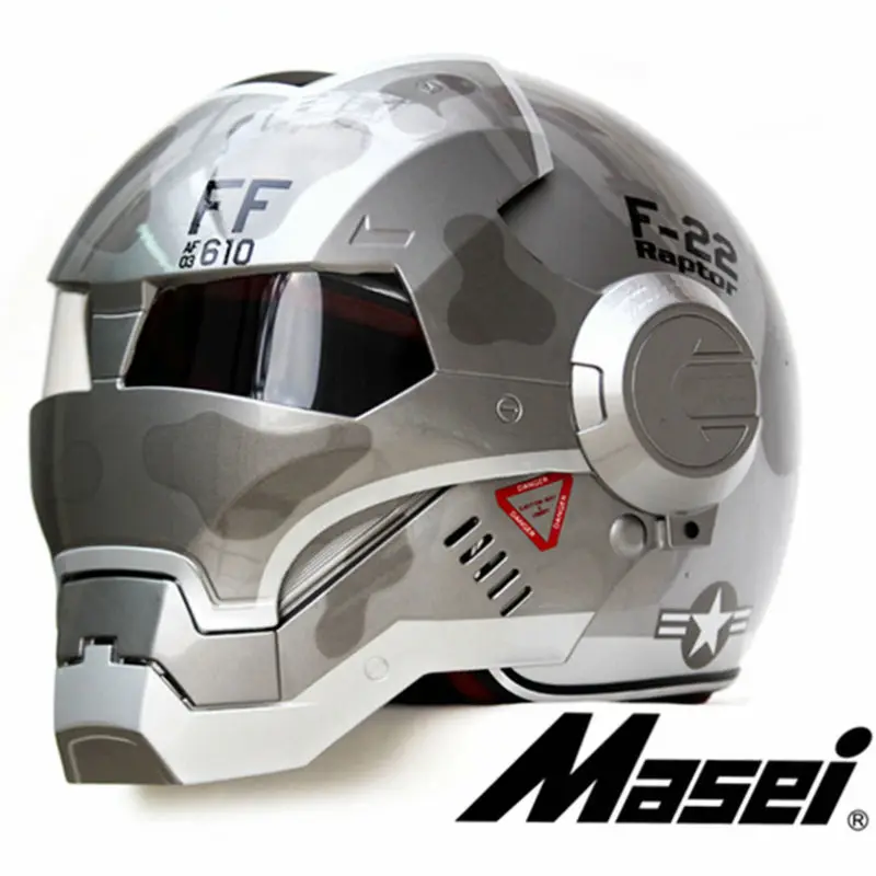 ABS серый F22 MASEI IRONMAN железный человек мото rcycle шлем мото велосипедный шлем индивидуальный Специальный Ретро полушлем открытый шлем