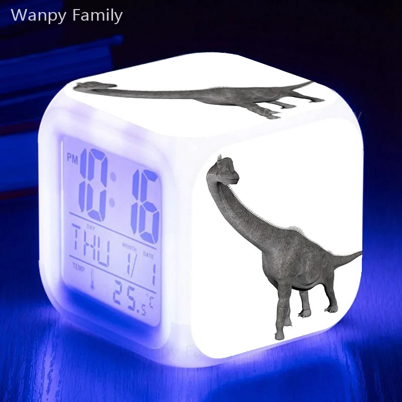 Jurassic динозавр светодиодный Будильник 7 цветов светящийся цифровой будильник для детей подарок на день рождения мульти-фонкция светящиеся часы