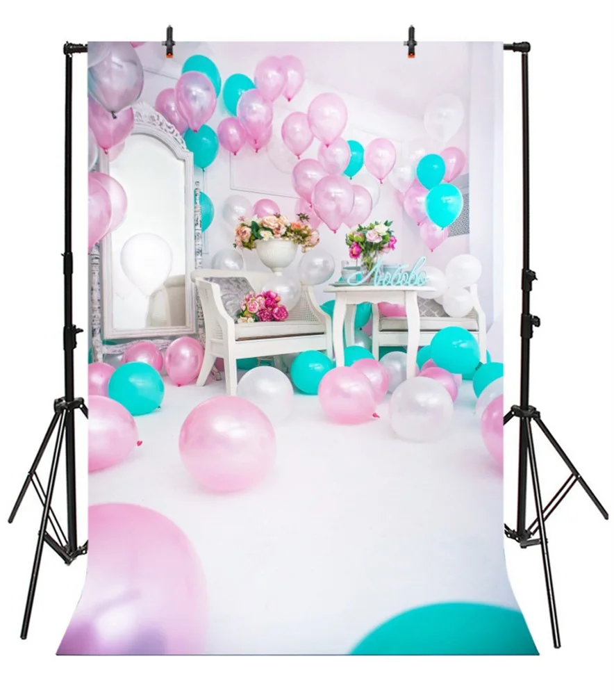 Laeacco Balloons Baby Birthday Party Celebration Child Portrait Photography Backgrounds Photo Backdrops Photocall Photo Studio