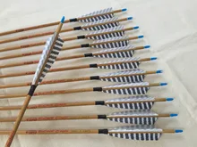 Bamboo skin Carbon arrow ID6.2mm Spine500 with 5″ Turkey feather fletching and pin Nock Bushing for traditional bow archery
