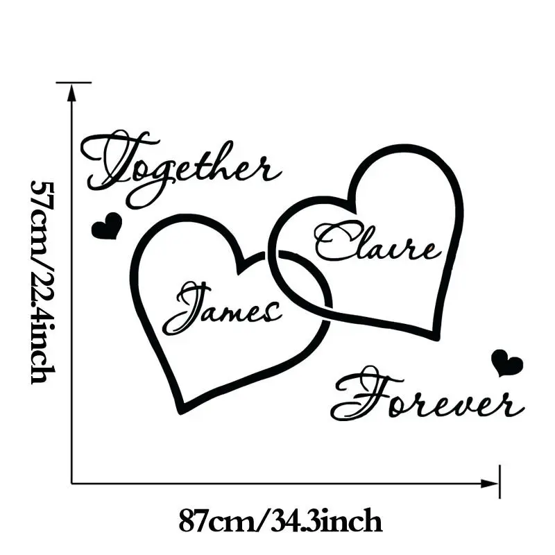 Zn g264 сердце любовь пользовательские пара Имя стены Стикеры Романтический Спальня Декоративные Этикета Спальня стены Стикеры S декоративно-прикладного искусства