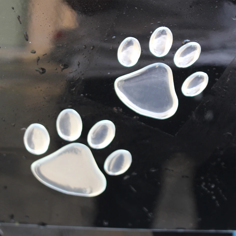 Silver Bear Paw Pet Animal Footprint Emblem Car Truck Decor 3D Sticker Decal Top