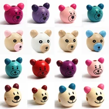 3D Медвежонок деревянный шарик 5 шт улыбающееся лицо деревянные бусины для изготовления ювелирных изделий соска клип подходит мультфильм Дети бусины