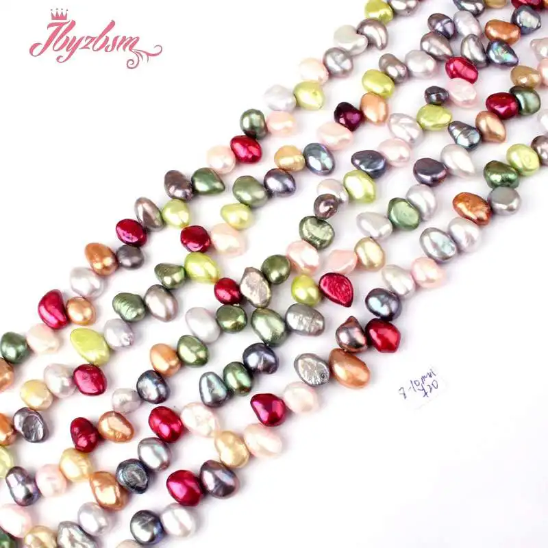 

6-7x8-9mm Natural Freeform Multicolor Freshwater Pearl Gem Stone Beads Strand 14"For DIY Necklace Jewelry Making Free Shipping