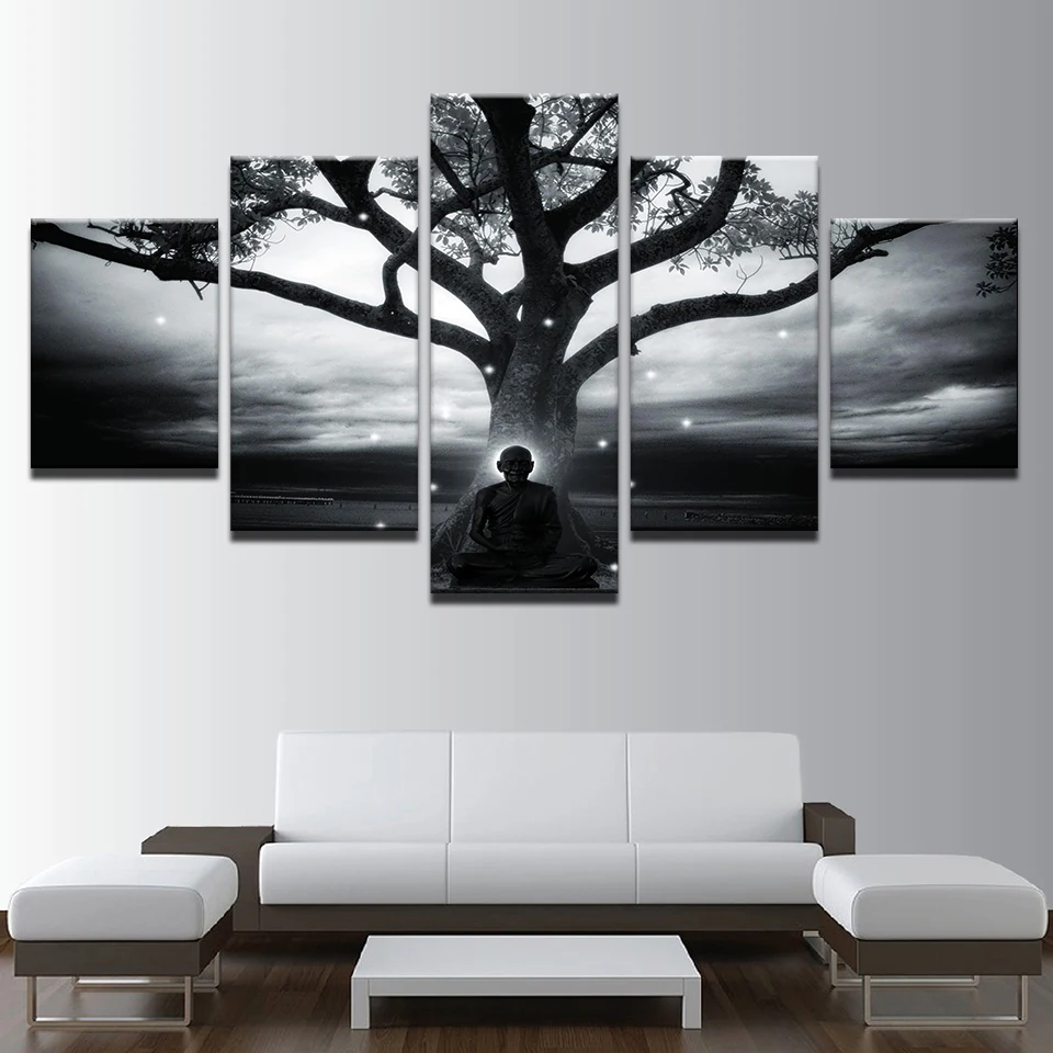 5 шт. настенные картины с изображением Будды и дерева|living room decoration|prints paintinghd prints |