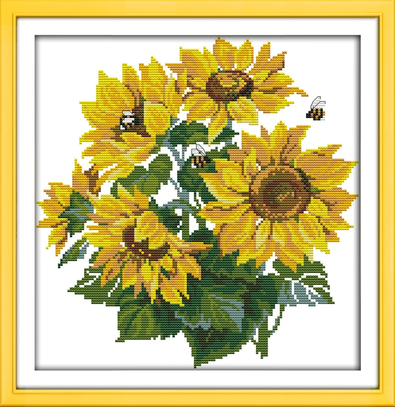 

Sunflower Counted Cross Stitch 11CT Printed 14CT DMC Cross Stitch Set DIY Chinese Cotton Cross-stitch Kit Embroidery Needlework