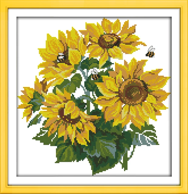 Sunflower Counted Cross Stitch 11CT Printed 14CT DMC Cross Stitch Set