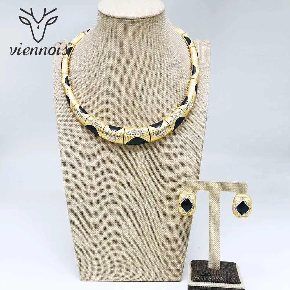 Viennois белый/золотой цвет серьги-гвоздики ожерелье набор украшений для женщин