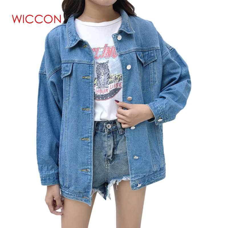 Denim Jeans Jacket for Women Loose Ripped Vintage Bomber Jackets Basic Coats Clothes Woman Spring Autumn Clothes Streetwear Tops