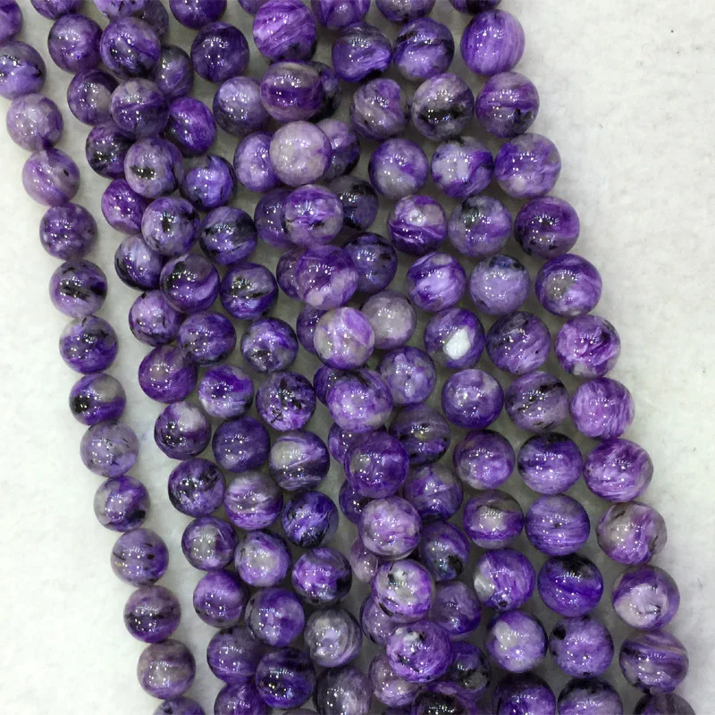 

Wholesale Natural Genuine Purple Charoite Round Loose Beads 4-16mm Fit Jewelry 15" 04083