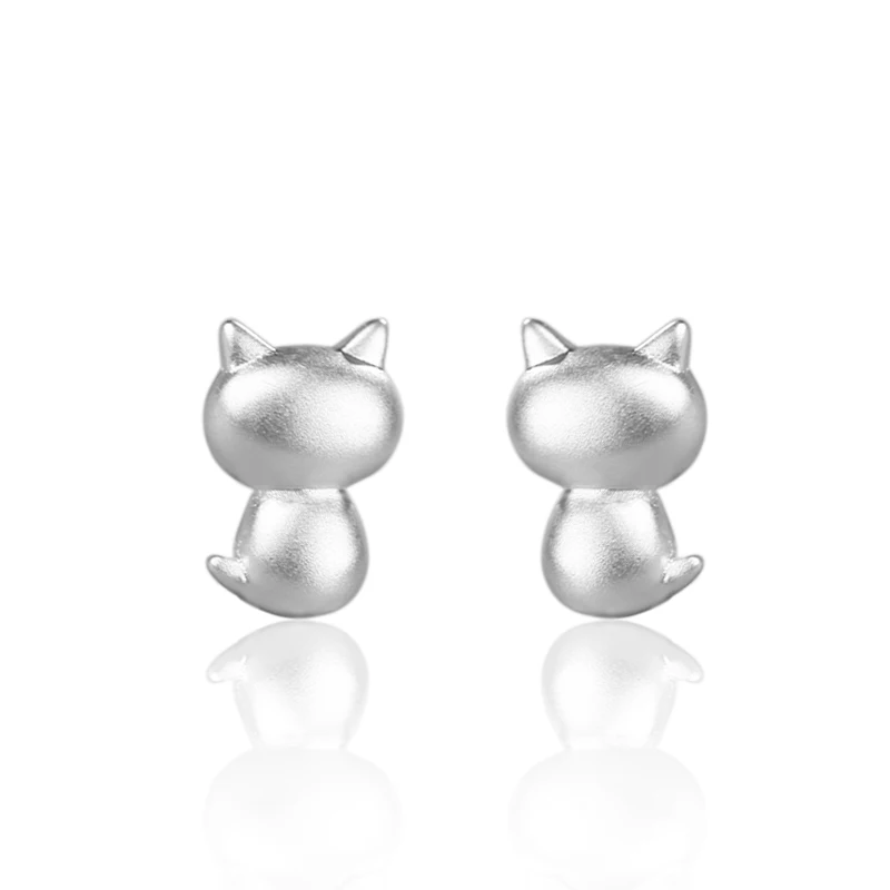 2018 New 925 Sterling Silver Lucky Cat Stud Earrings Fine Jewelry For Lady Sporty Style Birthday Gift For Women Daily Wear (1)