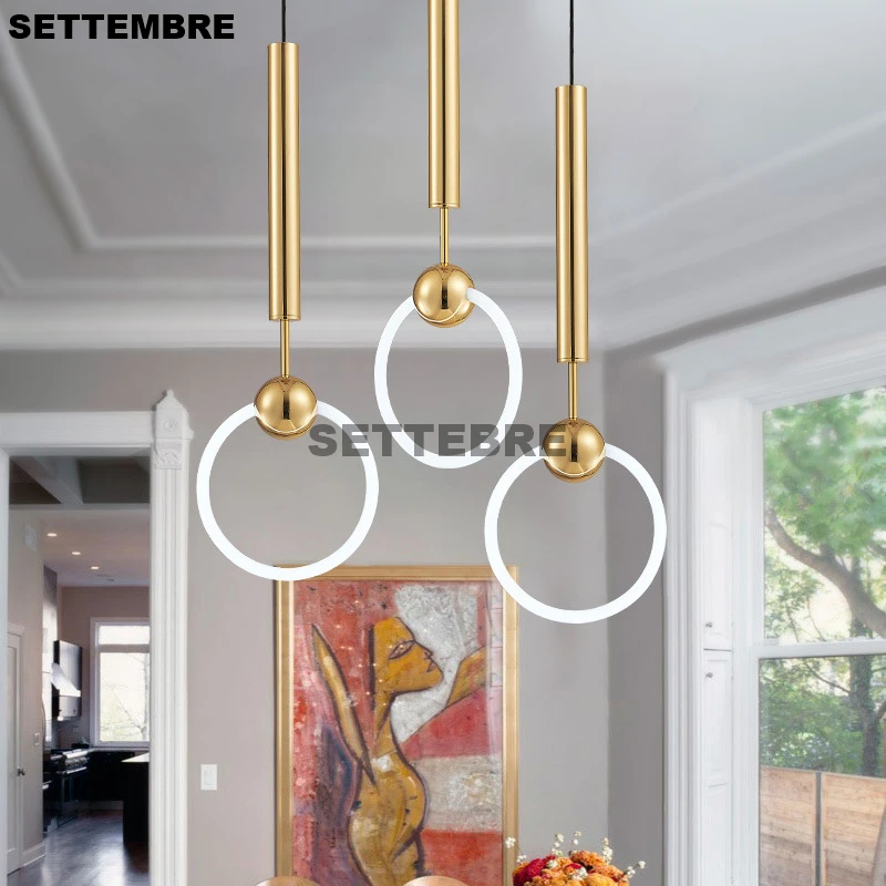 

SETTEMBRE Modern Gold Ring Lighting Dining Room Lamp Creative Living Bedroom Decoration Pendant Lights