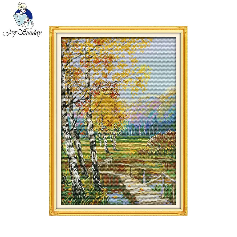 

Joy Sunday Chinese Cross Stitch kits Autumnal scenery Counted Printed 14CT 11CT Cross Stitch Needlework Patterns Cross-Stitching