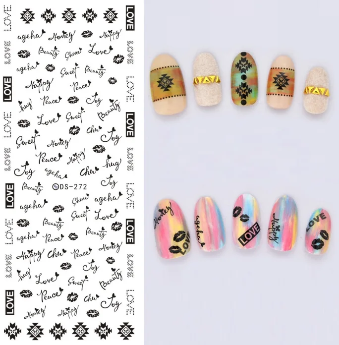 Переводные наклейки для ногтей Rocooart DS266, переводные наклейки для ногтей с черными струнами, наклейки для ногтей, наклейки для ногтей с водяным знаком - Цвет: DS272