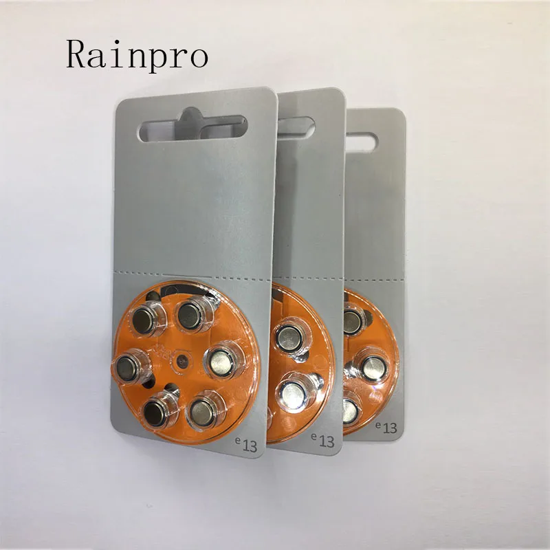 

Rainpro 60pcs/lot(10packs) Hearing Aid Batteries A13 13A e13 ZA13 13 PR48 Engine battery best quality