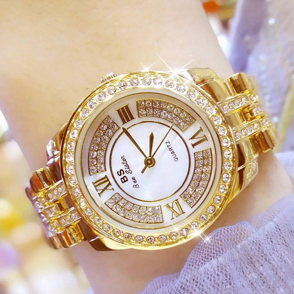 

Stylish Trendcy Watches Golden Silver Rose Gold Color INS Full Diamonds Women Dress Watches Shiny Elegant Girls Valentine GIFT