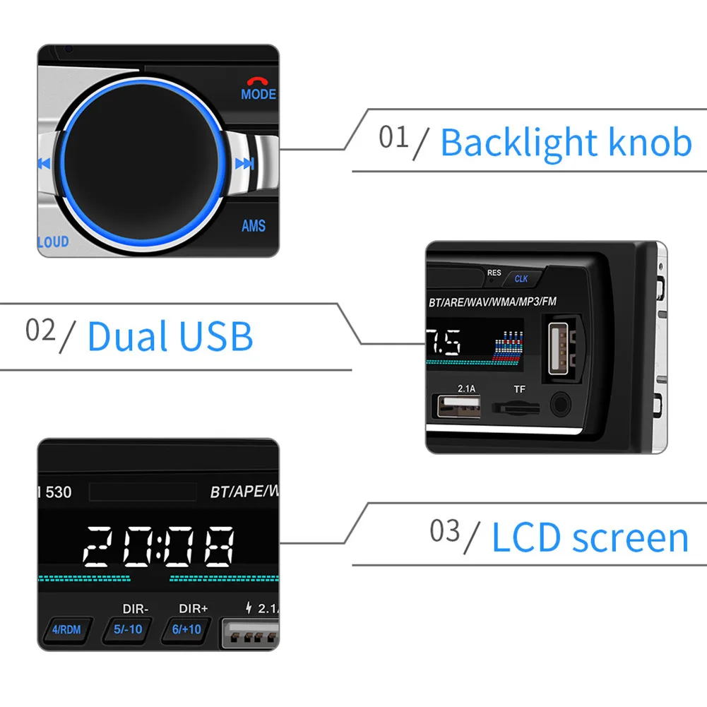 Автомобильный MP3 радио ЖК-экран Bluetooth Handsfree MP3 плеер TF карта U пластина AUX Карта двойная usb Зарядка Поддержка Android IOS