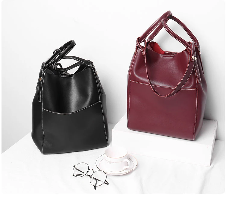 Brand Hot Sale Fashion Ladies Hobos Classic Women Handbag 100% Genuine Leather Large Capacity Shoulder Bag Casual Simple (22)