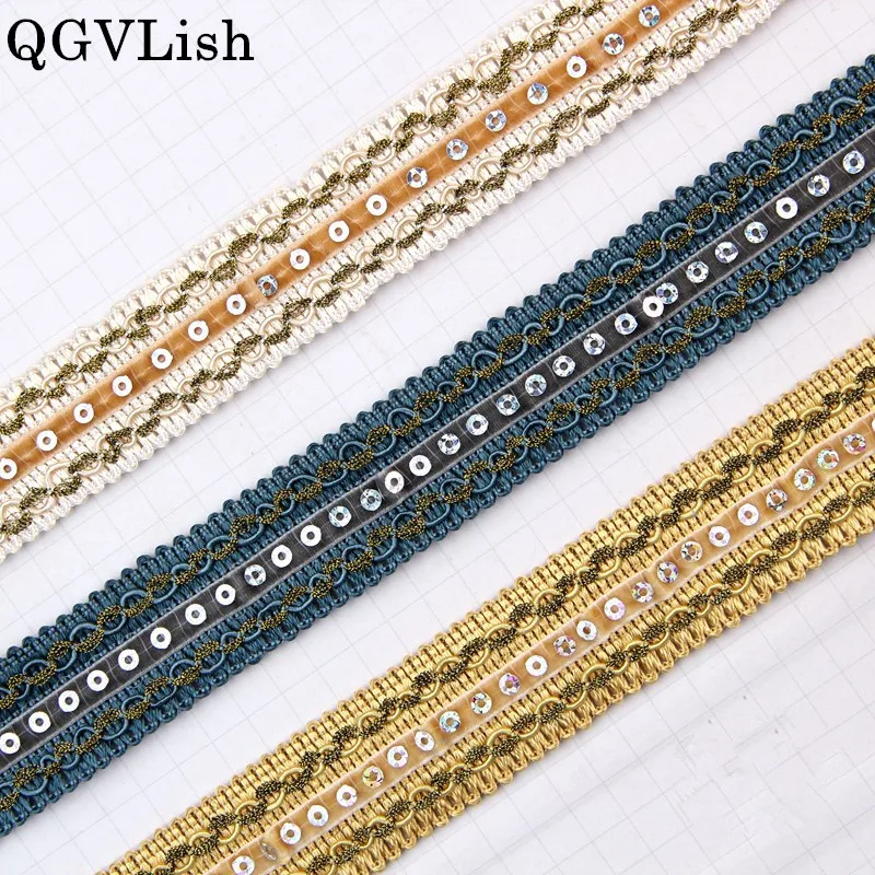 QGVLish 12 м/лот 2 8 см широкие занавески с блестками кружевные планки пояса ленты DIY
