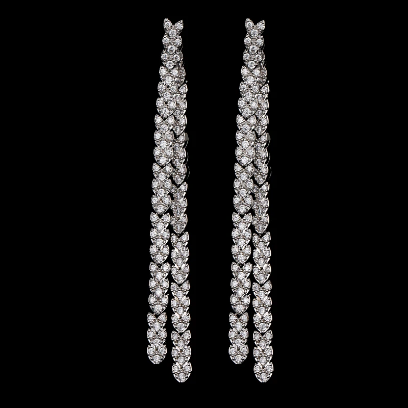 Роскошный Bijoux белая подвеска золотого цвета Висячие серьги высокого качества кубический циркон Brincos серьги для свадьбы Вечерние E-150